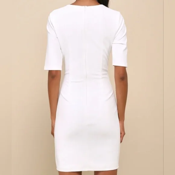 Lulus Women's Westwood White Half Sleeve Sheath Dress, Medium - Picture 7 of 14
